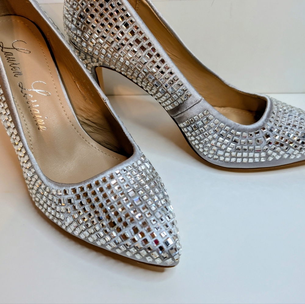 ✨ NYE Silver Rhinestone Stilettos | Lauren Lorraine “Dazzle” | Size 7 ✨